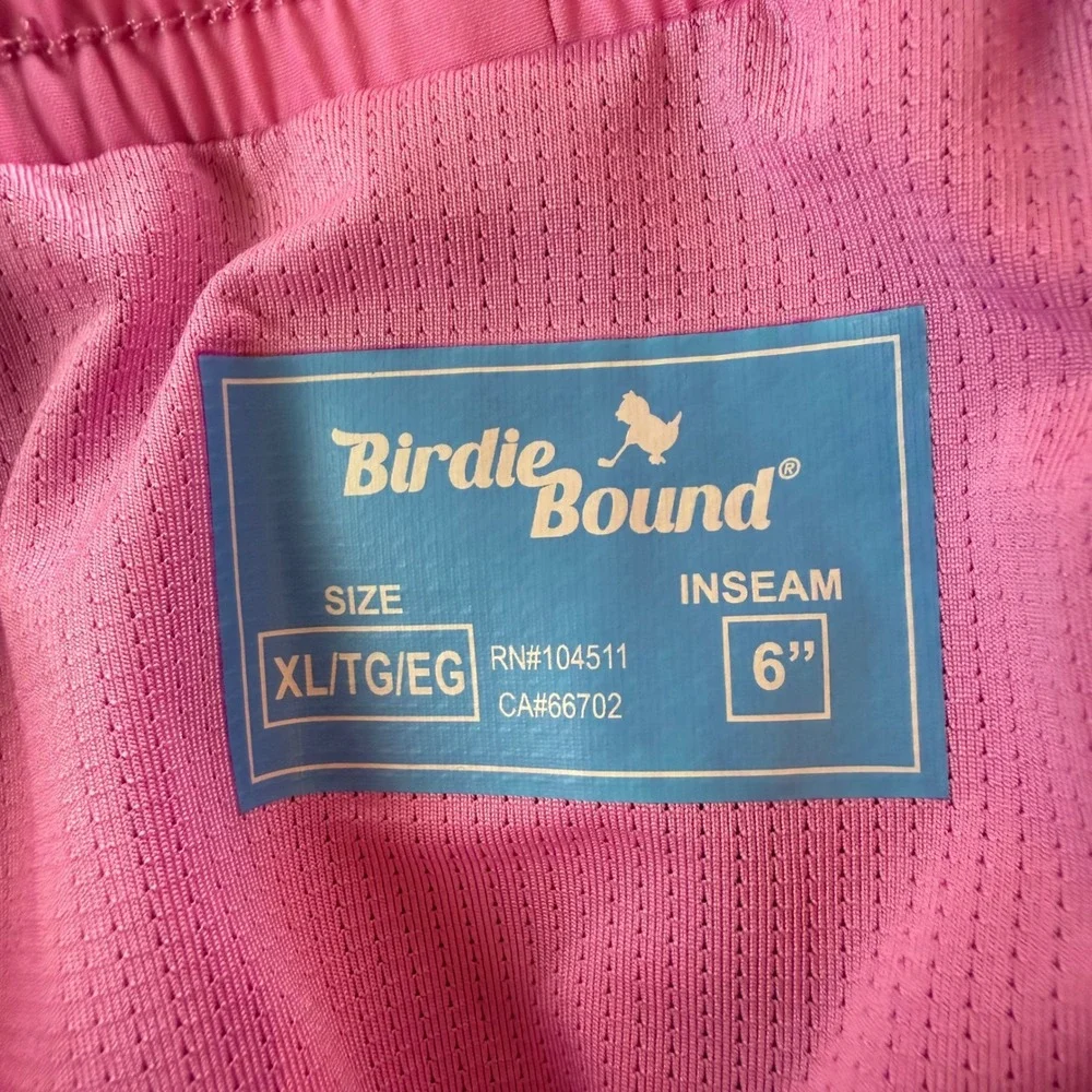 Birdie Bound Mens XL Neon Print Swim Trunks Navy Pink 6 Inch Inseam UPF 30+ NWT
